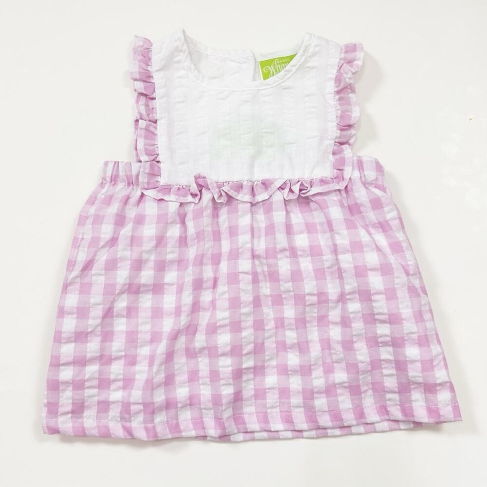 Classic Whimsy Pink Check Ruffle Bib Top - Picture 2 of 7